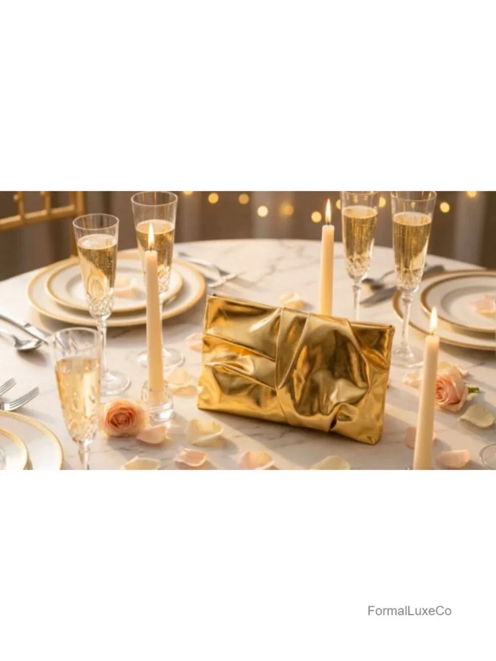 Ruched PU Leather Pleated Clutch with Gold Chain Strap
